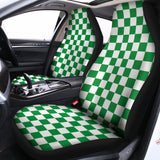 Green And White Checkered Pattern Print Universal Fit Car Seat Covers 102422