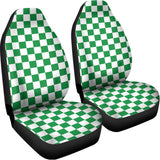 Green And White Checkered Pattern Print Universal Fit Car Seat Covers 102422
