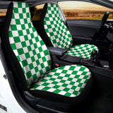 Green And White Checkered Pattern Print Universal Fit Car Seat Covers 102422