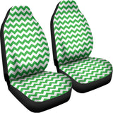 Green And White Chevron Pattern Print Universal Fit Car Seat Covers 102422