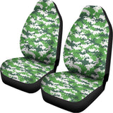 Green And White Digital Camo Print Universal Fit Car Seat Covers 102422