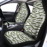 Green And White Tiger Stripe Camo Print Universal Fit Car Seat Covers 102422