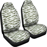 Green And White Tiger Stripe Camo Print Universal Fit Car Seat Covers 102422