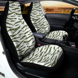 Green And White Tiger Stripe Camo Print Universal Fit Car Seat Covers 102422