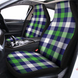 Green Blue And White Buffalo Plaid Print Universal Fit Car Seat Covers 102422