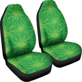 Green Cannabis Leaf Pattern Print Universal Fit Car Seat Covers 102422