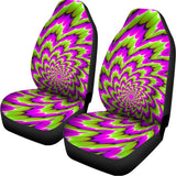 Green Explosion Moving Optical Illusion Universal Fit Car Seat Covers 102422
