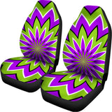 Green Flower Moving Optical Illusion Universal Fit Car Seat Covers 102422