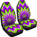 Green Flower Moving Optical Illusion Universal Fit Car Seat Covers 102422