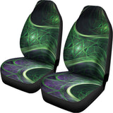 Green Fractal Print Universal Fit Car Seat Covers 102422