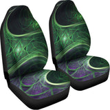 Green Fractal Print Universal Fit Car Seat Covers 102422