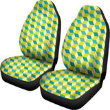 Green Geometric Cube Shape Pattern Print Universal Fit Car Seat Covers 102422
