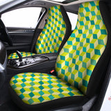 Green Geometric Cube Shape Pattern Print Universal Fit Car Seat Covers 102422