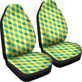 Green Geometric Cube Shape Pattern Print Universal Fit Car Seat Covers 102422