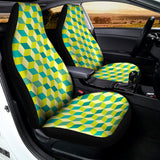 Green Geometric Cube Shape Pattern Print Universal Fit Car Seat Covers 102422