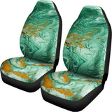 Green Gold Liquid Marble Print Universal Fit Car Seat Covers 102422