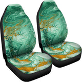 Green Gold Liquid Marble Print Universal Fit Car Seat Covers 102422