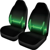 Green Heartbeat Print Universal Fit Car Seat Covers 102422