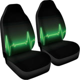 Green Heartbeat Print Universal Fit Car Seat Covers 102422
