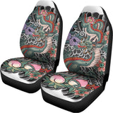Green Japanese Dragon Tattoo Print Universal Fit Car Seat Covers 102422