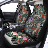 Green Japanese Dragon Tattoo Print Universal Fit Car Seat Covers 102422