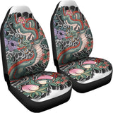 Green Japanese Dragon Tattoo Print Universal Fit Car Seat Covers 102422