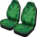 Green Marijuana Leaf Print Universal Fit Car Seat Covers 102422