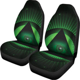 Green Masonic Eye Print Universal Fit Car Seat Covers 102422