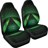 Green Masonic Eye Print Universal Fit Car Seat Covers 102422
