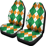 Green Orange And White Argyle Print Universal Fit Car Seat Covers 102422