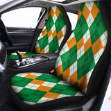 Green Orange And White Argyle Print Universal Fit Car Seat Covers 102422