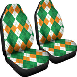 Green Orange And White Argyle Print Universal Fit Car Seat Covers 102422