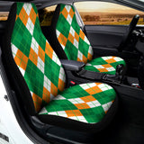 Green Orange And White Argyle Print Universal Fit Car Seat Covers 102422