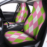 Green Pink And White Argyle Print Universal Fit Car Seat Covers 102422