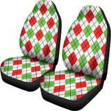 Green Red And White Argyle Pattern Print Universal Fit Car Seat Covers 102422