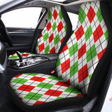 Green Red And White Argyle Pattern Print Universal Fit Car Seat Covers 102422