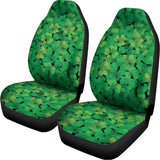Green Shamrock Leaf Pattern Print Universal Fit Car Seat Covers 102422