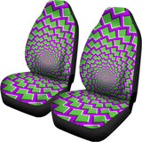 Green Shapes Moving Optical Illusion Universal Fit Car Seat Covers 102422