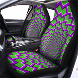 Green Shapes Moving Optical Illusion Universal Fit Car Seat Covers 102422