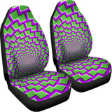 Green Shapes Moving Optical Illusion Universal Fit Car Seat Covers 102422