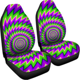 Green Spiral Moving Optical Illusion Universal Fit Car Seat Covers 102422
