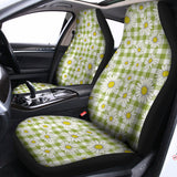 Green Tartan Daisy Pattern Print Universal Fit Car Seat Covers 102422