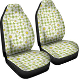 Green Tartan Daisy Pattern Print Universal Fit Car Seat Covers 102422