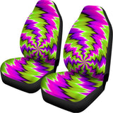 Green Vortex Moving Optical Illusion Universal Fit Car Seat Covers 102422