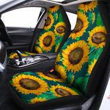 Green Watercolor Sunflower Pattern Print Universal Fit Car Seat Covers 102422