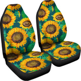Green Watercolor Sunflower Pattern Print Universal Fit Car Seat Covers 102422