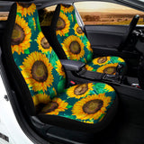 Green Watercolor Sunflower Pattern Print Universal Fit Car Seat Covers 102422
