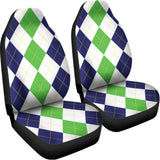 Green White And Navy Argyle Print Universal Fit Car Seat Covers 102422