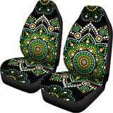 Green White Dot Mandala Print Universal Fit Car Seat Covers 102422