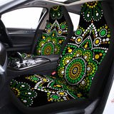 Green White Dot Mandala Print Universal Fit Car Seat Covers 102422